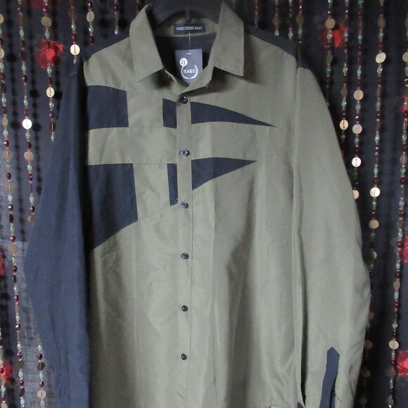 HAKU  Men's Green and Black Button Down Shirt - Picture 2 of 9